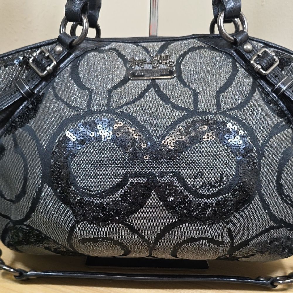 Coach Madison Sophia Op Art Sequin Satchel - Picture 2 of 16